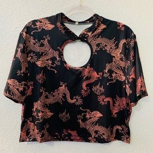 SHEIN Black/Red Dragon Shirt